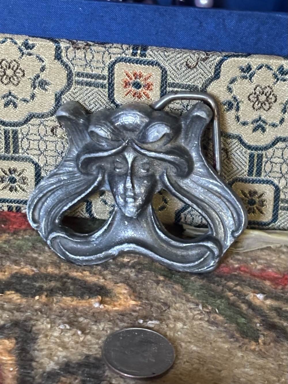 Art Nouveau Kerr Style Rival Goddess Face Belt Buckle